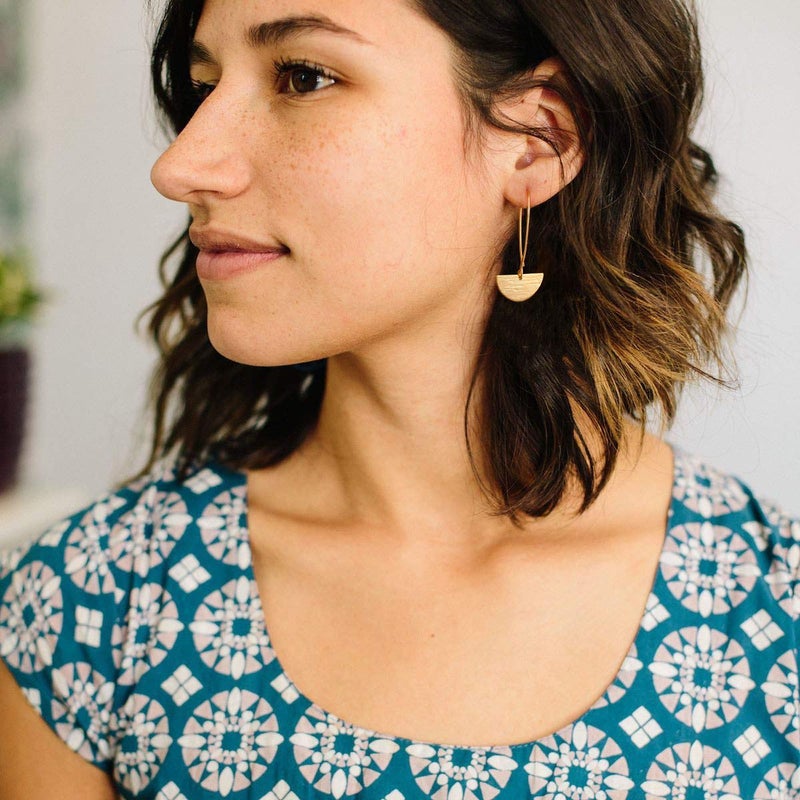 SOFYBJA Geometric Semicircle Dangle Drop Hanging Earrings for Women 18k Gold Plated Light Weight Minimalist Statement Thin Hoop Earrings Jewelry - Image 4